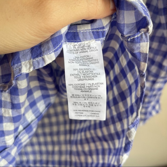 J Crew Blue White Plaid Button Boy Shirt - Picture 4 of 5